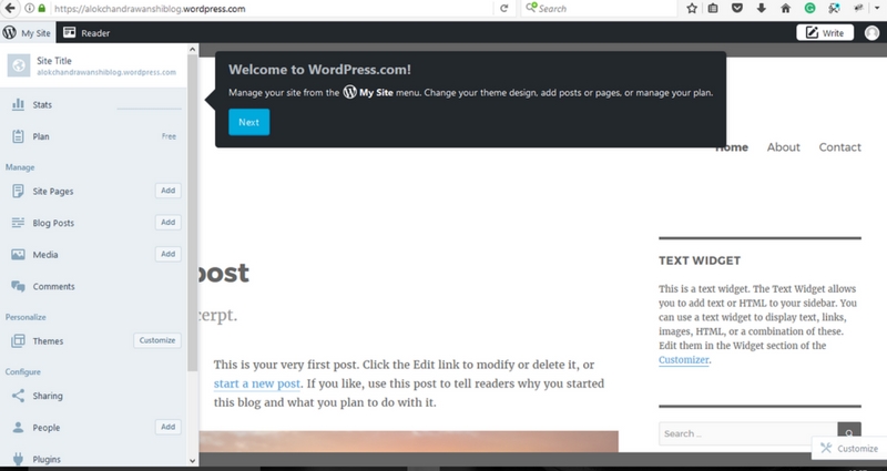 Basic look and feel- Default WordPress Blog Page