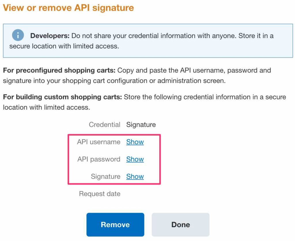 Accessing API Credentials on Paypal