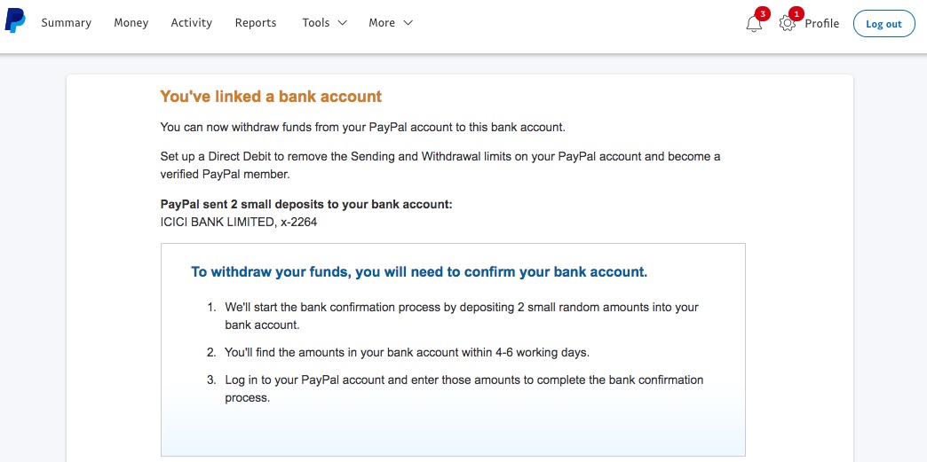 PAYPAL LINKING BANK ACCOUNT