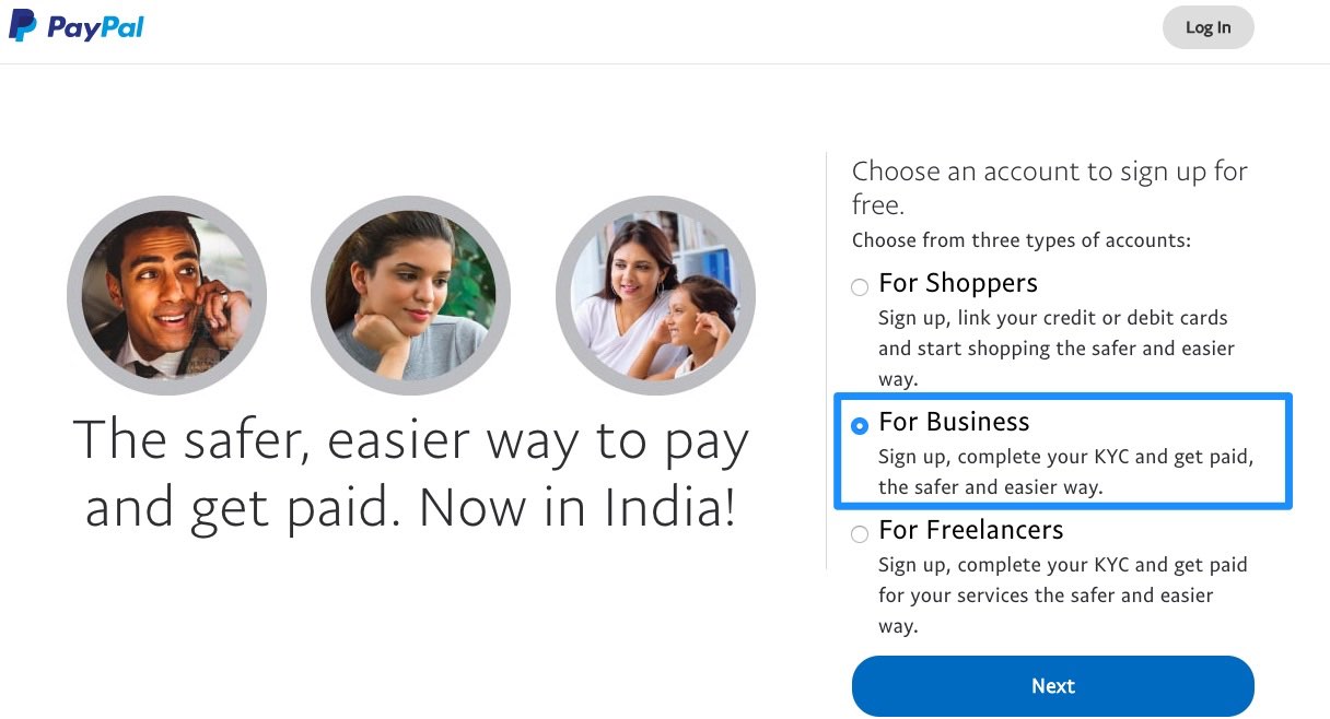 create new paypal account india