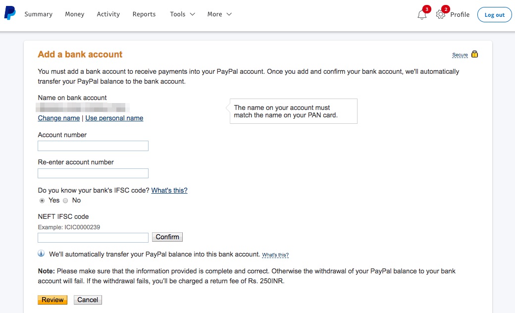 how to create a paypal account with bank account