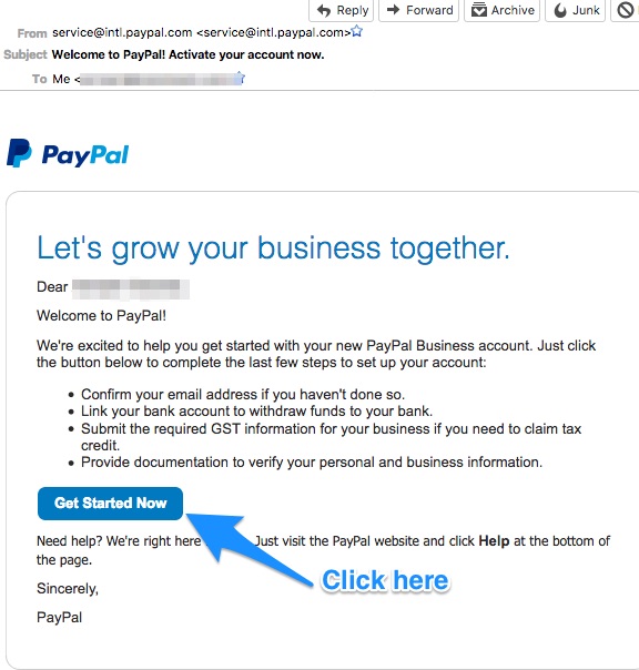 how to create paypal email