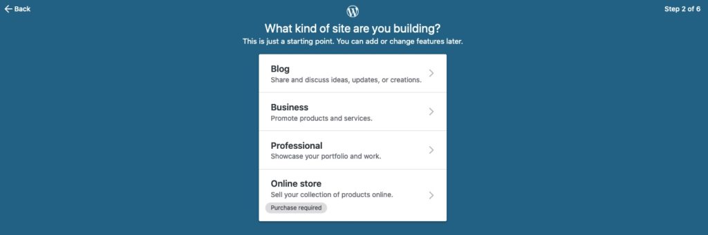 Types of sites that you can create on WordPress.com