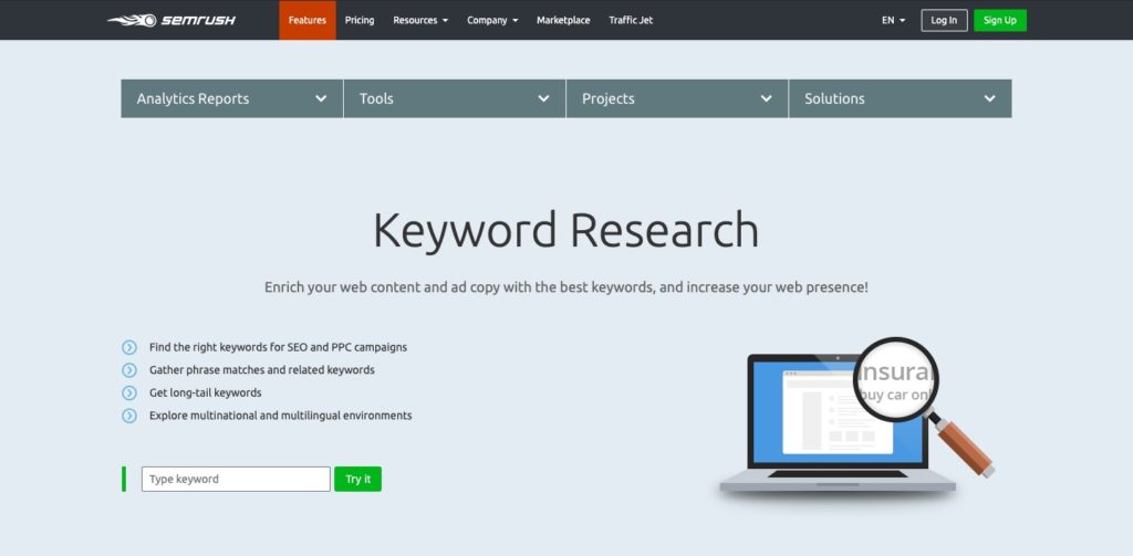 semrush free seo keyword ranking report